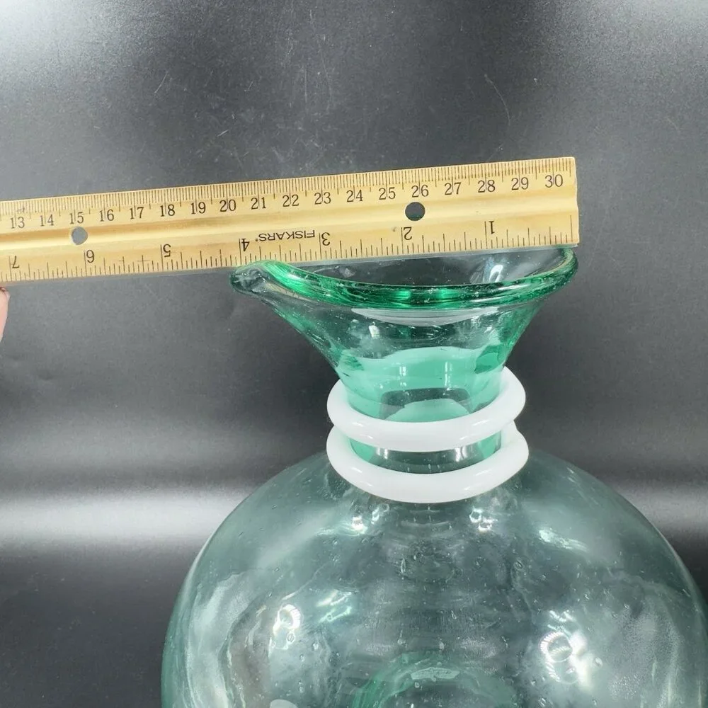 Paola Navone Riviera Crate And Barrel Glass Vase Carafe Decanter Green Signed